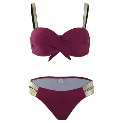 2020 Sexy Solid Color Bikini Women Swimwear Bandeau Biquini Two pieces Swimsuit Female Bathing Suit Push Up Bikini Set Beachwear