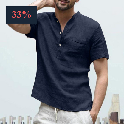 Casual Short sleeve Shirt men Men's shirt Camisa Baggy Cotton Linen Solid Button Male Blouse Tops Streetwear Camisa masculina