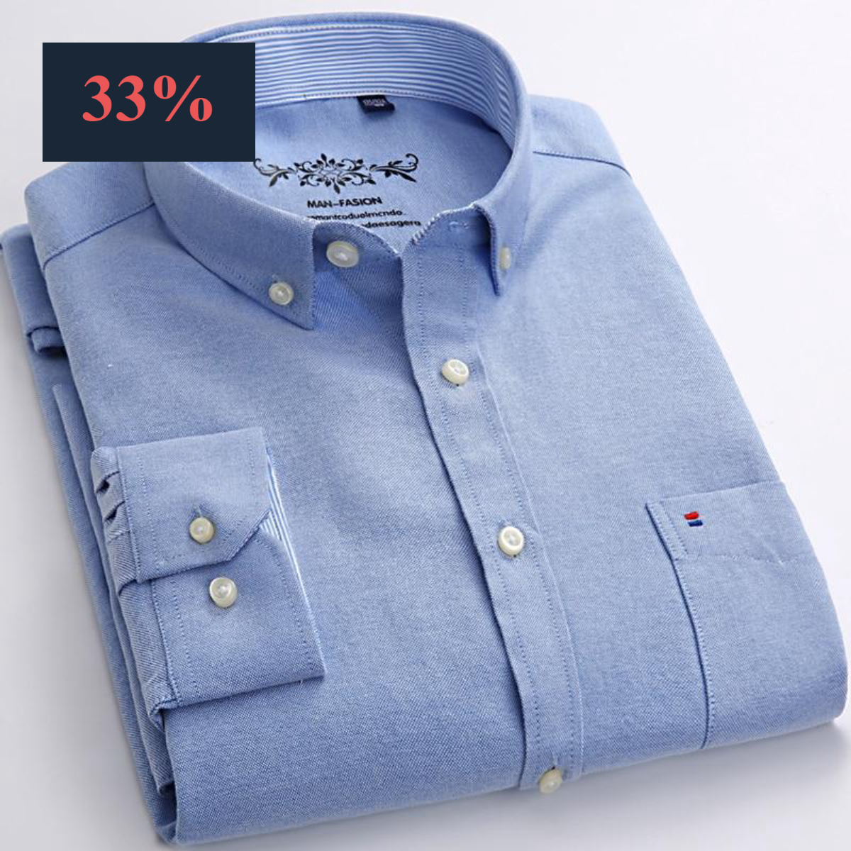 Mens Long Sleeve Solid Oxford Dress Shirt with Left Chest Pocket High-quality Male Casual Regular-fit Tops Button Down Shirts