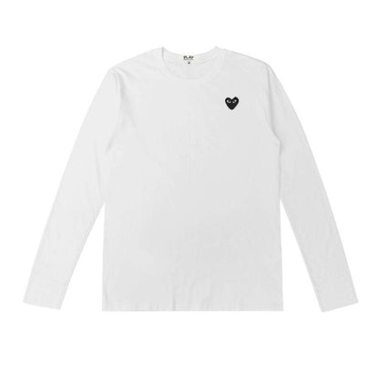 Comme Des Garcons Men Women Long-sleeved T-shirt Heart Eye Embroidery Cotton O-neck Solid Spring Summer Unisex Straight T-shirt