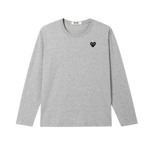 Comme Des Garcons Men Women Long-sleeved T-shirt Heart Eye Embroidery Cotton O-neck Solid Spring Summer Unisex Straight T-shirt