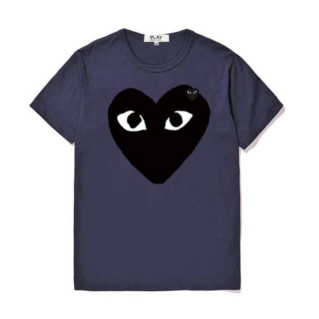 Comme Des Garcons Men Women Summer T-shirt Heart Eyes Print Embroidered Cotton O-neck Short-sleeved Unisex Casual T-shirt