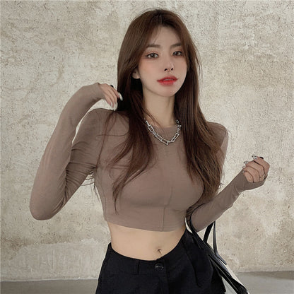 Firm offers will ~ fashion long-sleeved blouse render unlined upper garment shoulder pads female pure color cultivate one&#39;s mora
