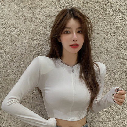 Firm offers will ~ fashion long-sleeved blouse render unlined upper garment shoulder pads female pure color cultivate one&#39;s mora