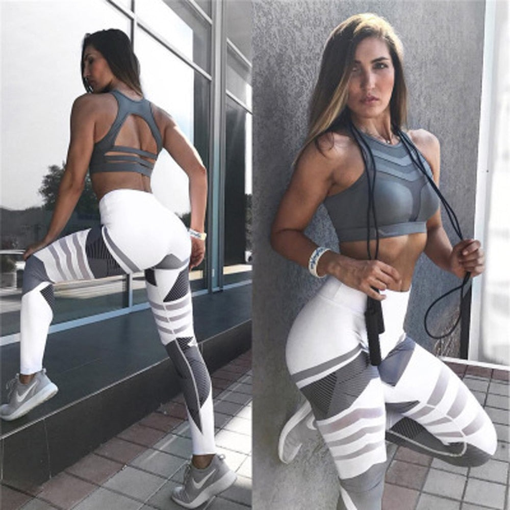 Geometric Printed Sports Pants Women Quick Dry Sport Fitness Leggins Push Up Leggings Slim Pants Trousers For Women