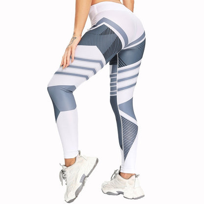 Geometric Printed Sports Pants Women Quick Dry Sport Fitness Leggins Push Up Leggings Slim Pants Trousers For Women