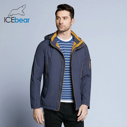ICEbear 2019 Three Colors Large Size Polyester Thin winter jacket Men parka Fall  Casual Warm Coat 17MC853D