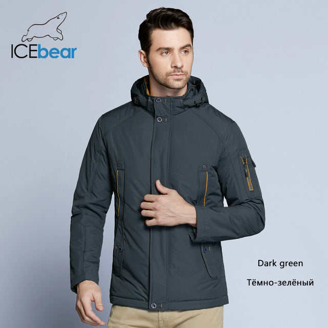 ICEbear 2019 Three Colors Large Size Polyester Thin winter jacket Men parka Fall  Casual Warm Coat 17MC853D