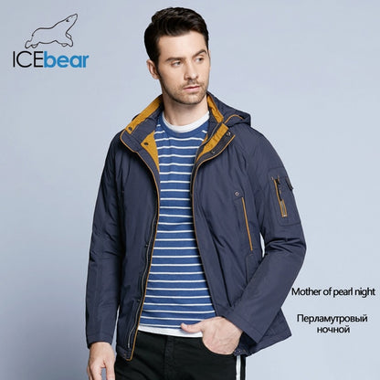 ICEbear 2019 Three Colors Large Size Polyester Thin winter jacket Men parka Fall  Casual Warm Coat 17MC853D