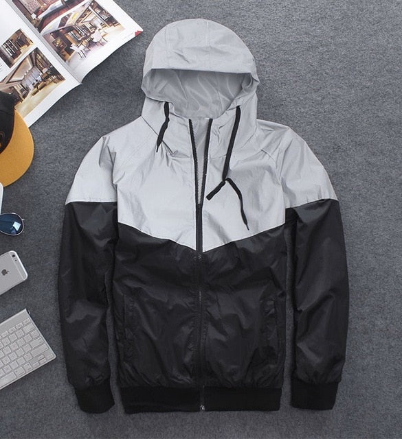 New full reflective jacket men / women harajuku windbreaker jackets hooded hip-hop streetwear night shiny zipper coats jacke