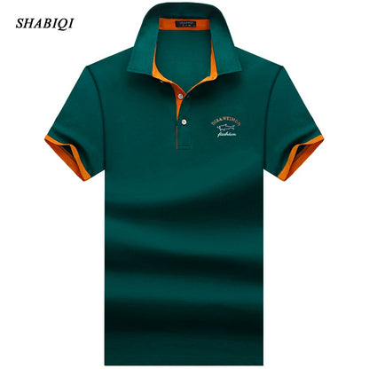 SHABIQI Brand clothing New Men Polo Shirt Men Business & Casual solid male polo shirt Short Sleeve Breathable polo shirt S-10XL