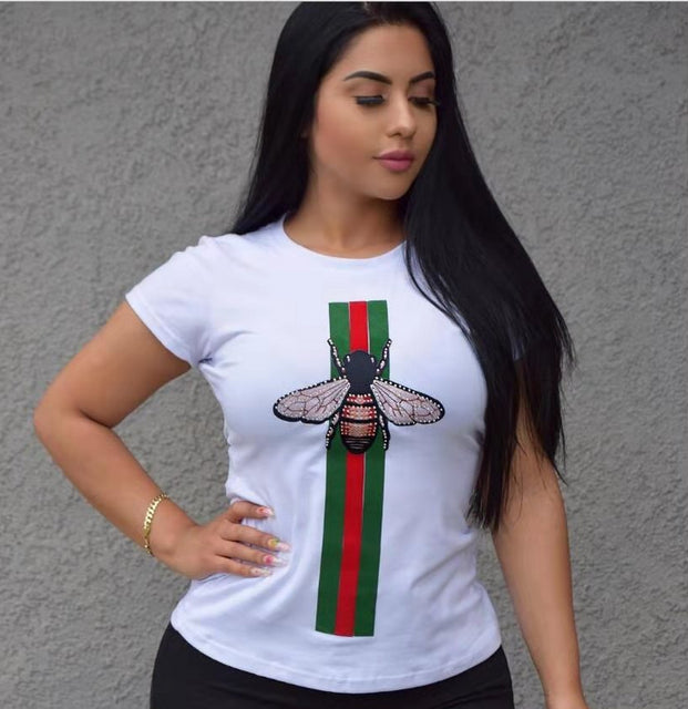 Summer 100% Cotton Short Sleeve Striped Print Women&#39;s Classic Black and White Mandy Street Sportswear High Quality T-Shirt Top