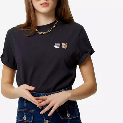 Summer Double Fox Pullover Round Neck Short-sleeved T-shirt Women