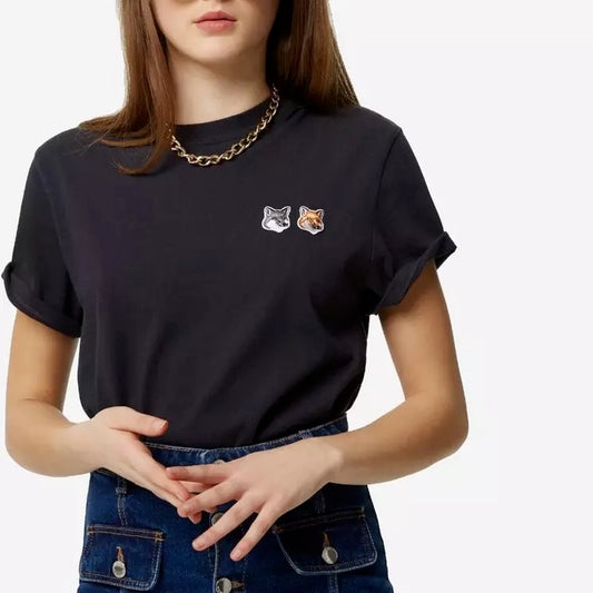 Summer Double Fox Pullover Round Neck Short-sleeved T-shirt Women