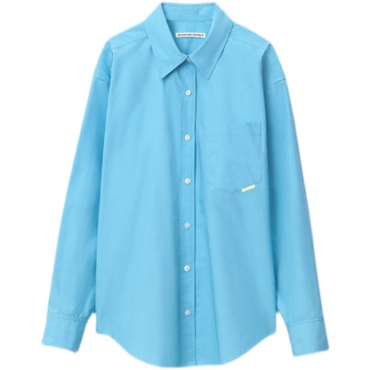 Summer new lapel single-breasted small pocket long-sleeved shirt shorts suit big-name women&#39;s simple embroidered casual shorts