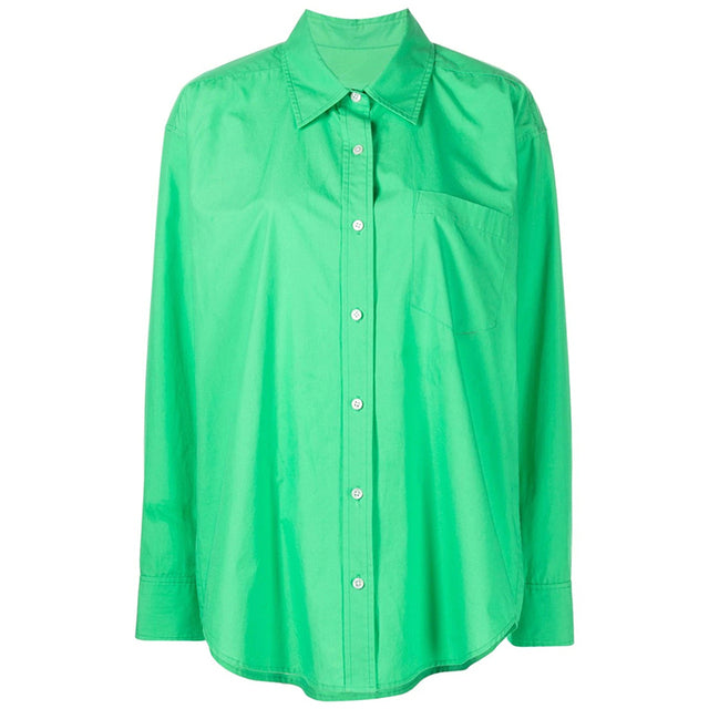 Summer new lapel single-breasted small pocket long-sleeved shirt shorts suit big-name women&#39;s simple embroidered casual shorts