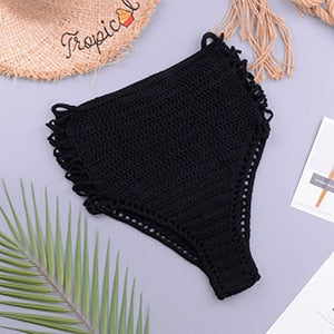 Swimsuit Female Bikini Crochet Beach Split Swimsuit Fishnet Hollow Out Mesh Bikini Cover Up Long Sleeve Boho Beachwear