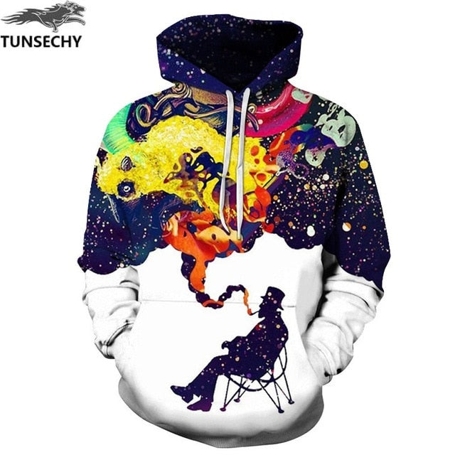 TUNSECHY Hot Fashion Men/Women 3D Sweatshirts Print Milk Space Galaxy Hooded Hoodies Unisex Tops Wholesale and retail