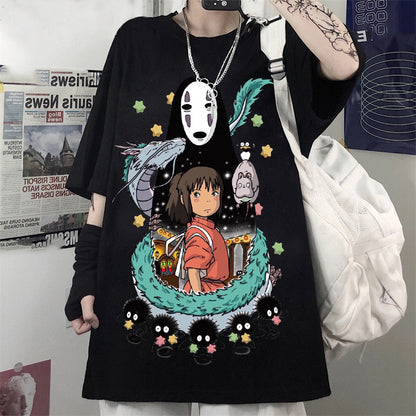 Totoro Harajuku Gothic Summer anime T-Shirt Fashion Print Cartoon Tops woman tshirts Female New Casual T-Shirt