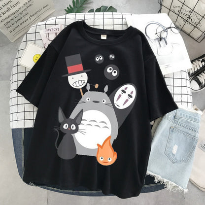Totoro Harajuku Gothic Summer anime T-Shirt Fashion Print Cartoon Tops woman tshirts Female New Casual T-Shirt
