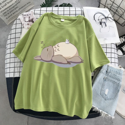 Totoro Harajuku Gothic Summer anime T-Shirt Fashion Print Cartoon Tops woman tshirts Female New Casual T-Shirt