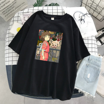 Totoro Harajuku Gothic Summer anime T-Shirt Fashion Print Cartoon Tops woman tshirts Female New Casual T-Shirt