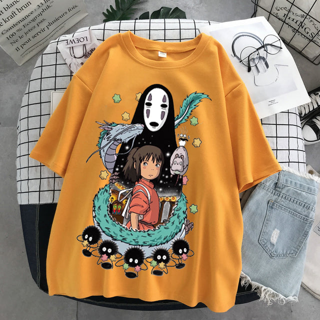 Totoro Harajuku Gothic Summer anime T-Shirt Fashion Print Cartoon Tops woman tshirts Female New Casual T-Shirt