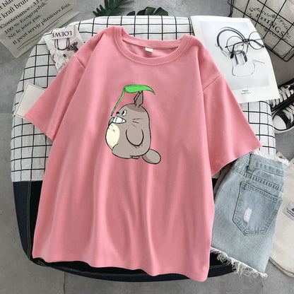 Totoro Harajuku Gothic Summer anime T-Shirt Fashion Print Cartoon Tops woman tshirts Female New Casual T-Shirt