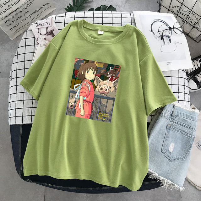 Totoro Harajuku Gothic Summer anime T-Shirt Fashion Print Cartoon Tops woman tshirts Female New Casual T-Shirt