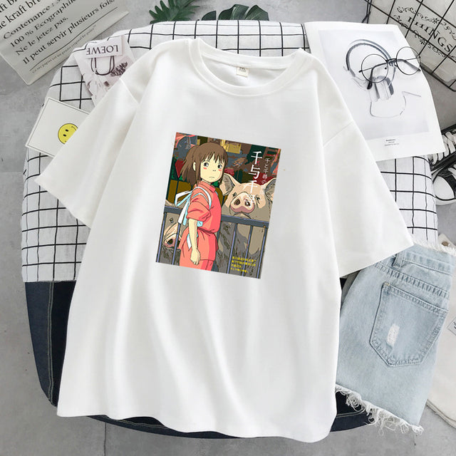 Totoro Harajuku Gothic Summer anime T-Shirt Fashion Print Cartoon Tops woman tshirts Female New Casual T-Shirt
