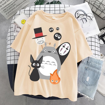 Totoro Harajuku Gothic Summer anime T-Shirt Fashion Print Cartoon Tops woman tshirts Female New Casual T-Shirt