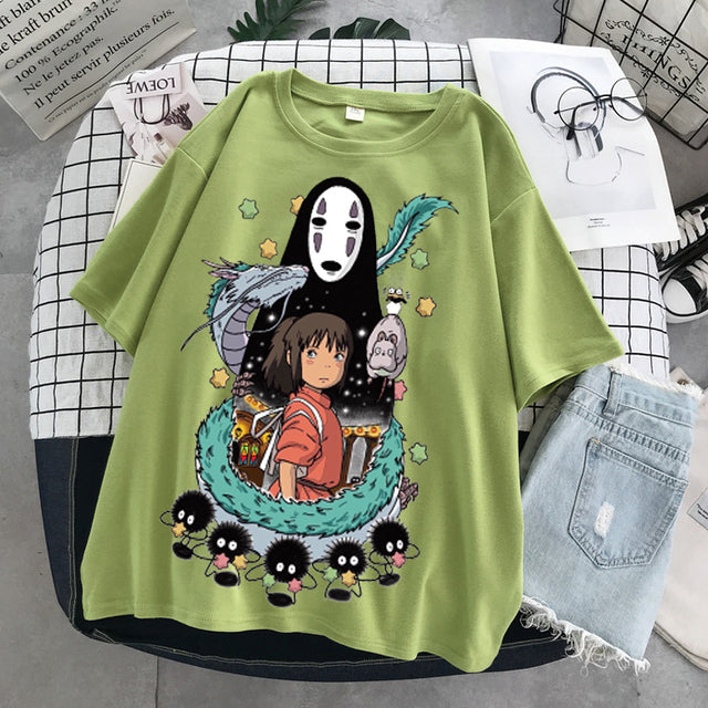 Totoro Harajuku Gothic Summer anime T-Shirt Fashion Print Cartoon Tops woman tshirts Female New Casual T-Shirt