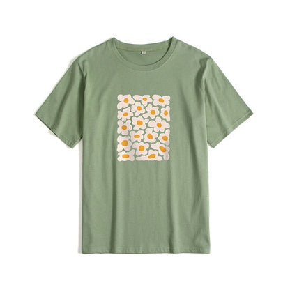 WYWM Summer Floral Printed Woman Tshirts Loose Soft O-neck Graphic Tee Harajuku Casual Streetwear Female Tops Clothes Women