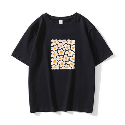 WYWM Summer Floral Printed Woman Tshirts Loose Soft O-neck Graphic Tee Harajuku Casual Streetwear Female Tops Clothes Women