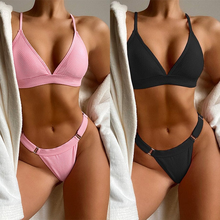 Women Swimwear Sling Push Up Bodysuit Swimsuit Bikini Set Black Sexy Swimming Suit Brazilians Beach Micro Mini Bikinis Thongs